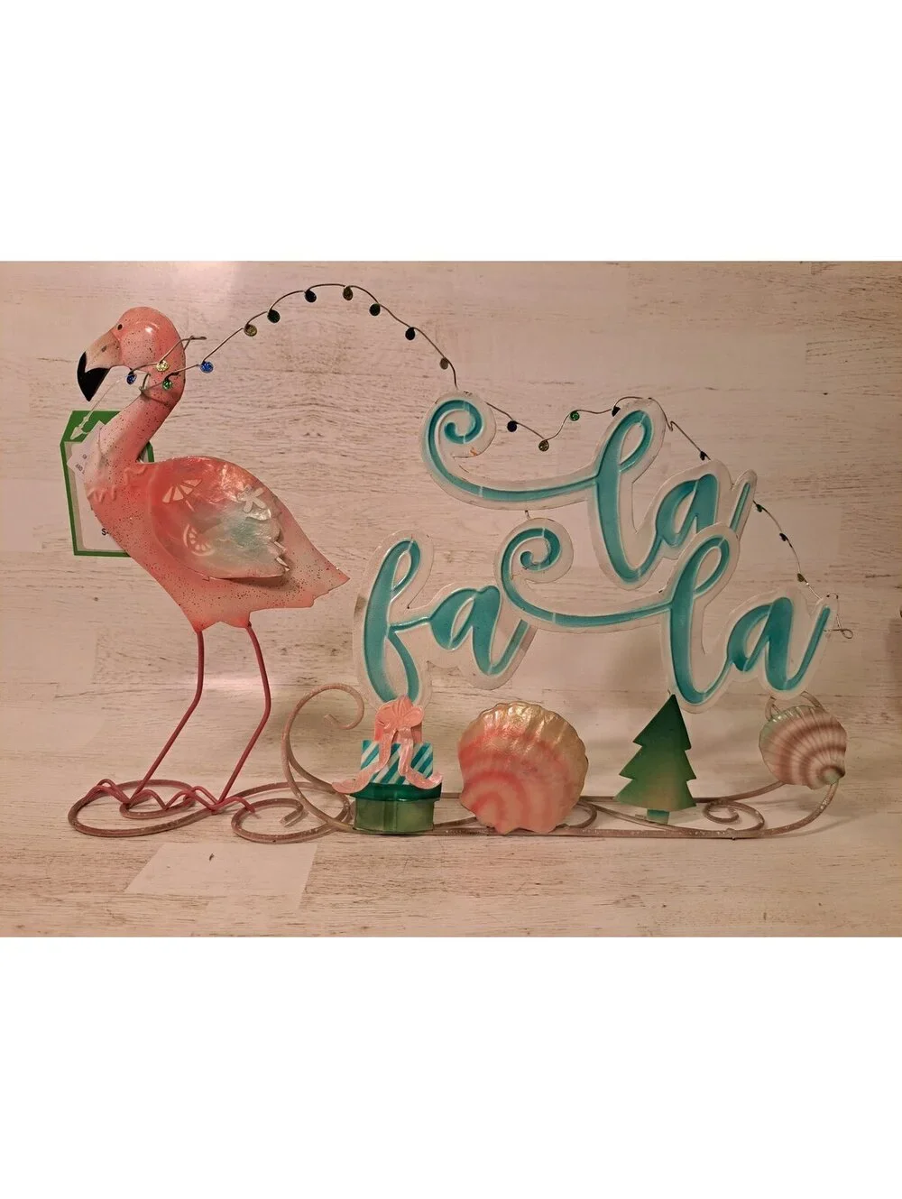 Flamingo Fa La La Holiday Decor Tropical Beach Christmas Costal Table Decor